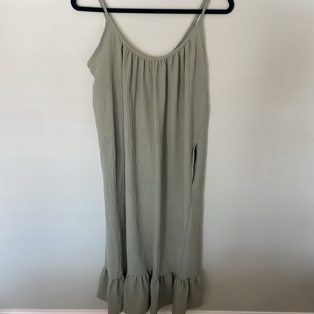 Sage Ruffle Tank Dress - Picture 3 of 6